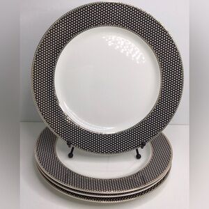 4 Dinner Plates Grace Teaware  Gold Black New
